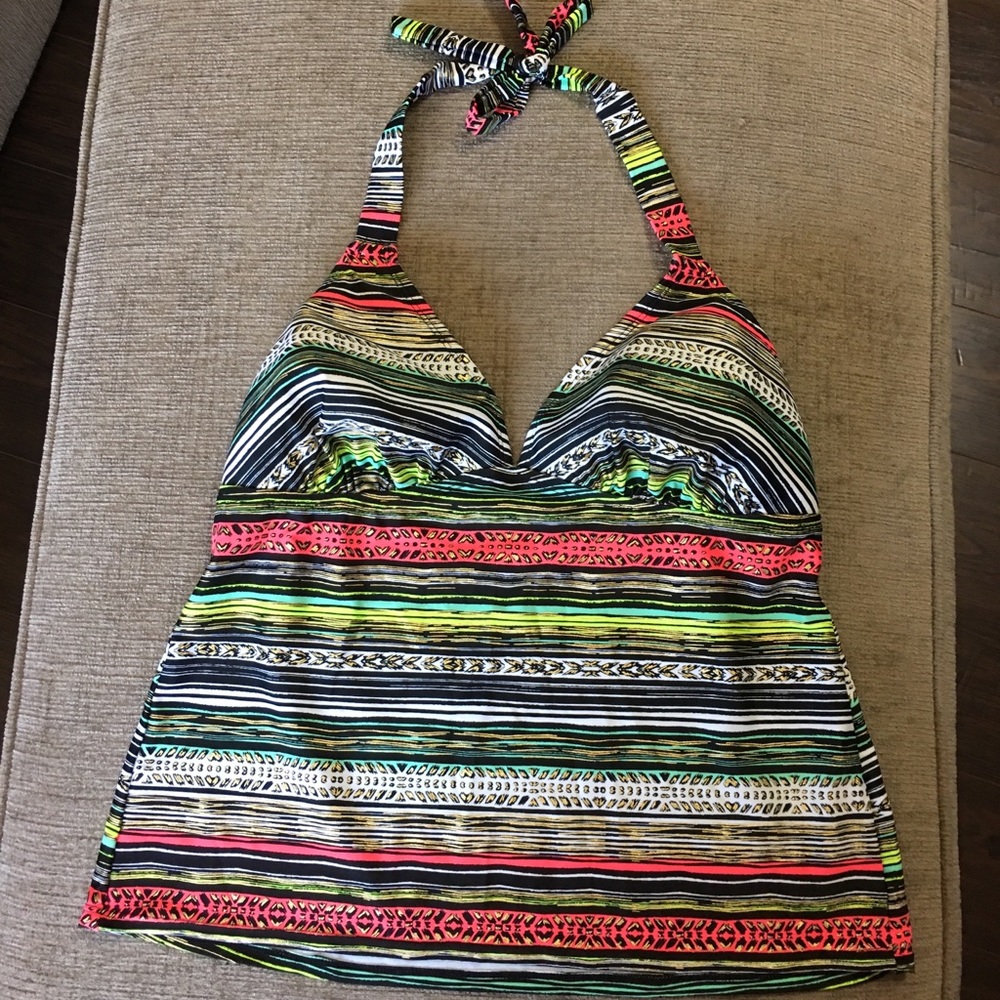 Hot Water Print Tankini Swim Top 1X